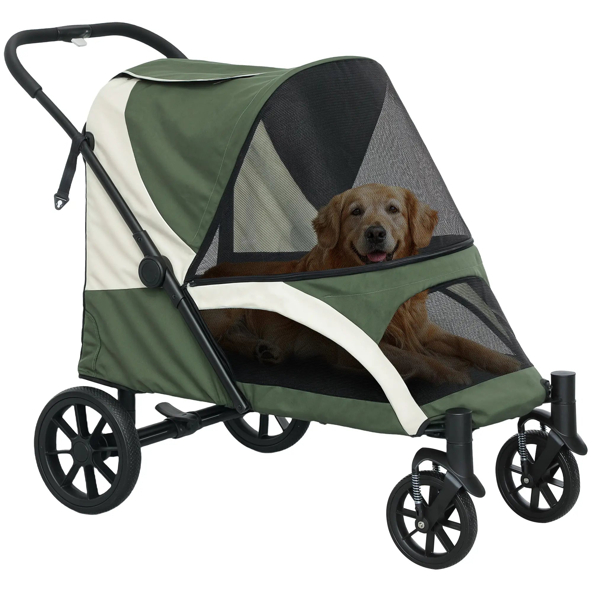 Foldable Pet Stroller, Large Dogs, Four Big Wheels, Dark Green Dog Bike Trailers & Strollers at Gallery Canada