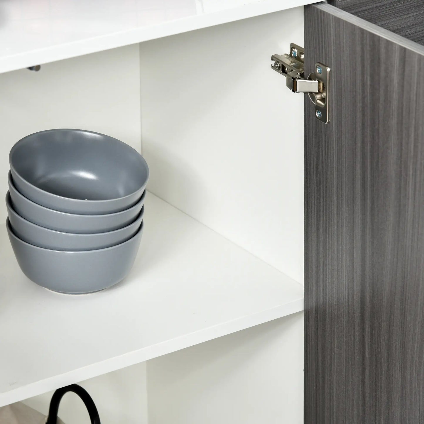 Modern Kitchen Sideboard, Coffee Bar with 2 Drawers, Light Grey Kitchen Pantry Cabinets at Gallery Canada