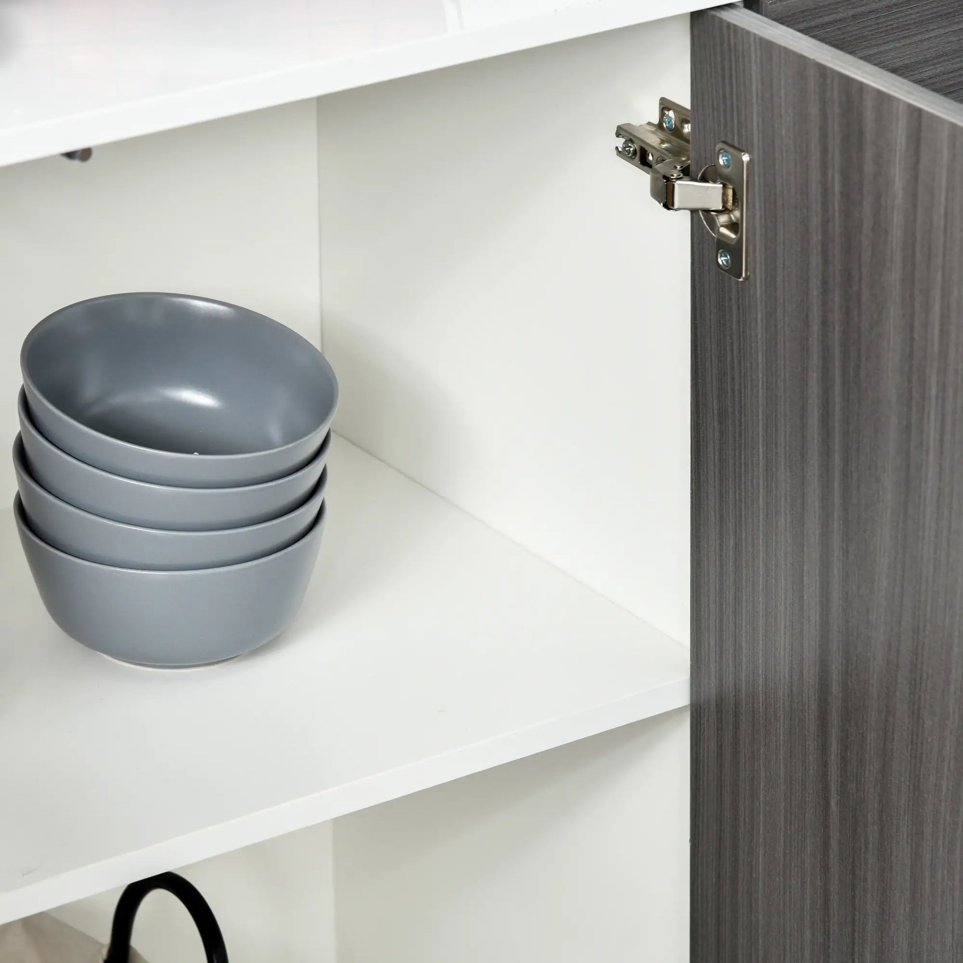 Modern Kitchen Sideboard, Coffee Bar with 2 Drawers, Light Grey Kitchen Pantry Cabinets at Gallery Canada