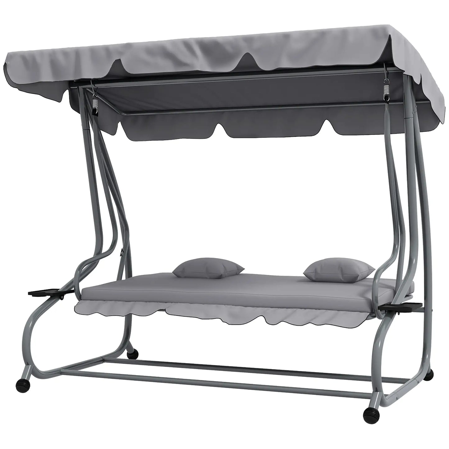 3-Seater Patio Swing Chair, Adjustable Canopy, 2 Pillows, Light Grey Porch Swings with Canopy Light Grey at Gallery Canada