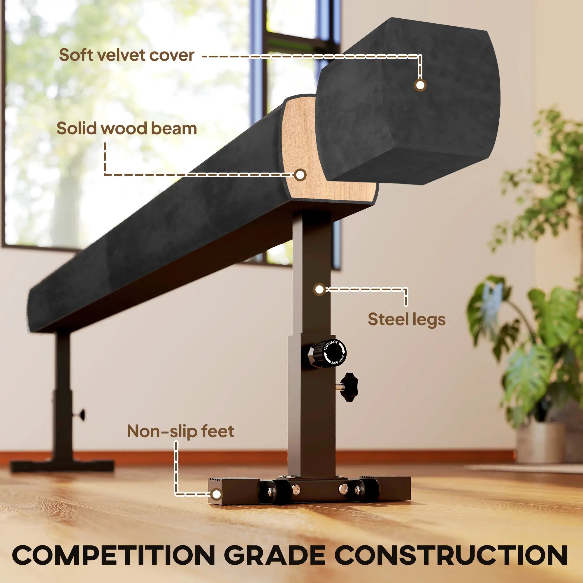 7.5ft Adjustable Balance Beam, Gymnastics Equipment with Wheels Gymnastics Mats at Gallery Canada