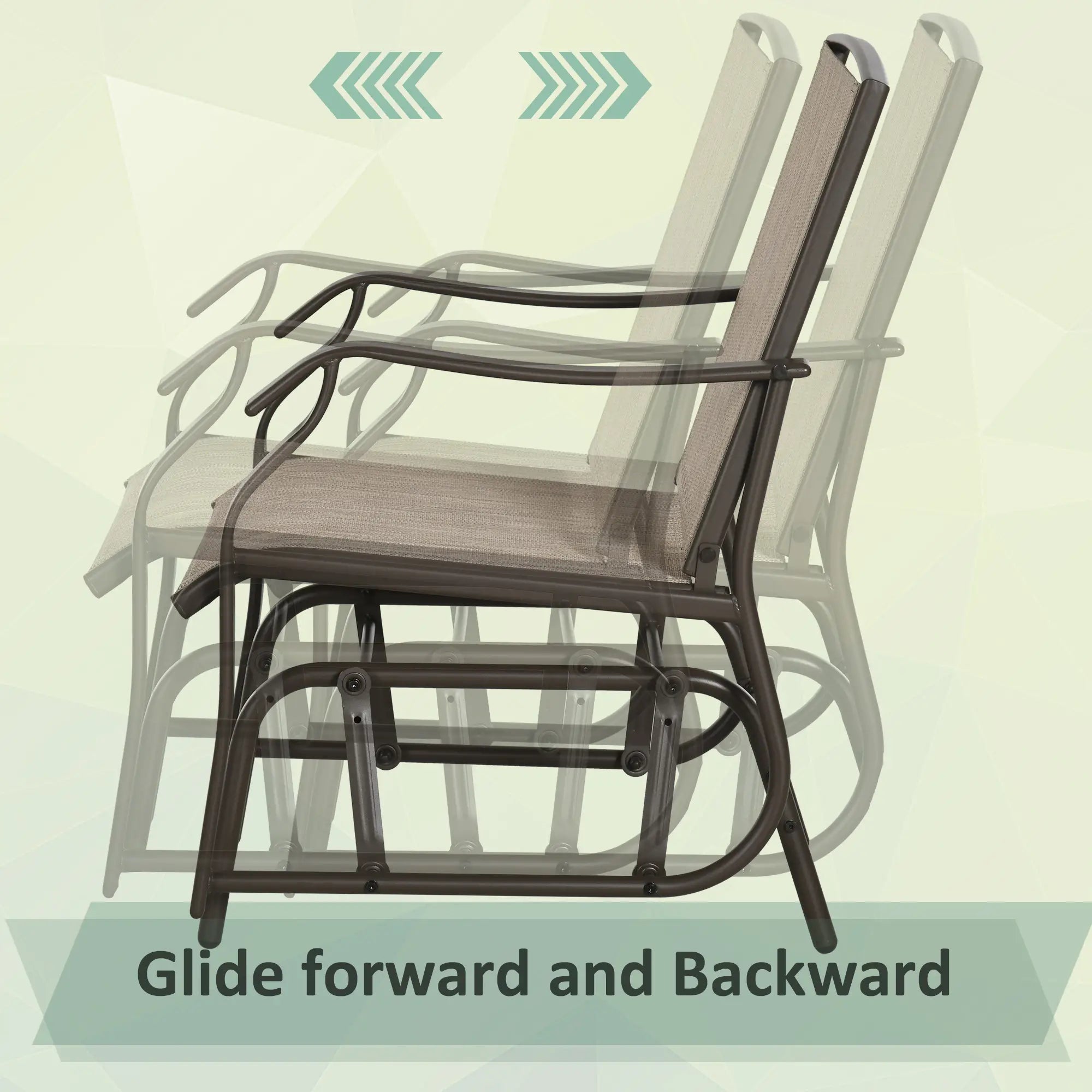 3 Piece Patio Glider Set, Outdoor Gliders, Mesh Seat, Glass Table, Mixed Brown, Brown Outdoor Gliders at Gallery Canada