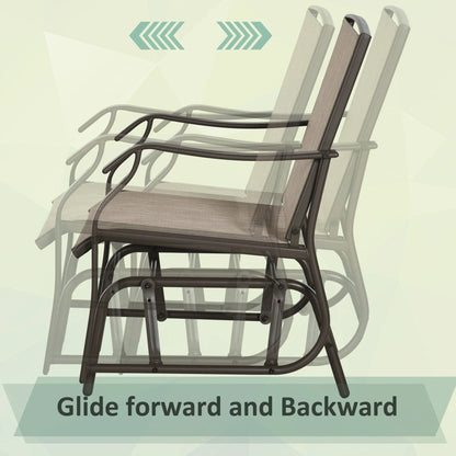 3 Piece Patio Glider Set, Outdoor Gliders, Mesh Seat, Glass Table, Mixed Brown, Brown Outdoor Gliders at Gallery Canada