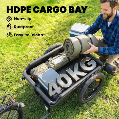 Bike Cargo Trailer, 16" Wheels, Quick Release, Cargo Net, Red Flag, Red Bike Cargo Trailers at Gallery Canada