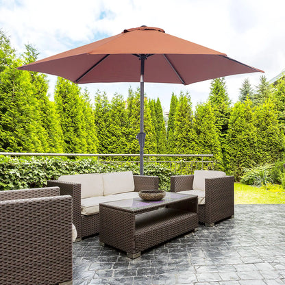 8.5FT Round Garden Parasol, 6 Ribs, Tilt Canopy, Crank Handle, Coffee Sun Umbrellas at Gallery Canada