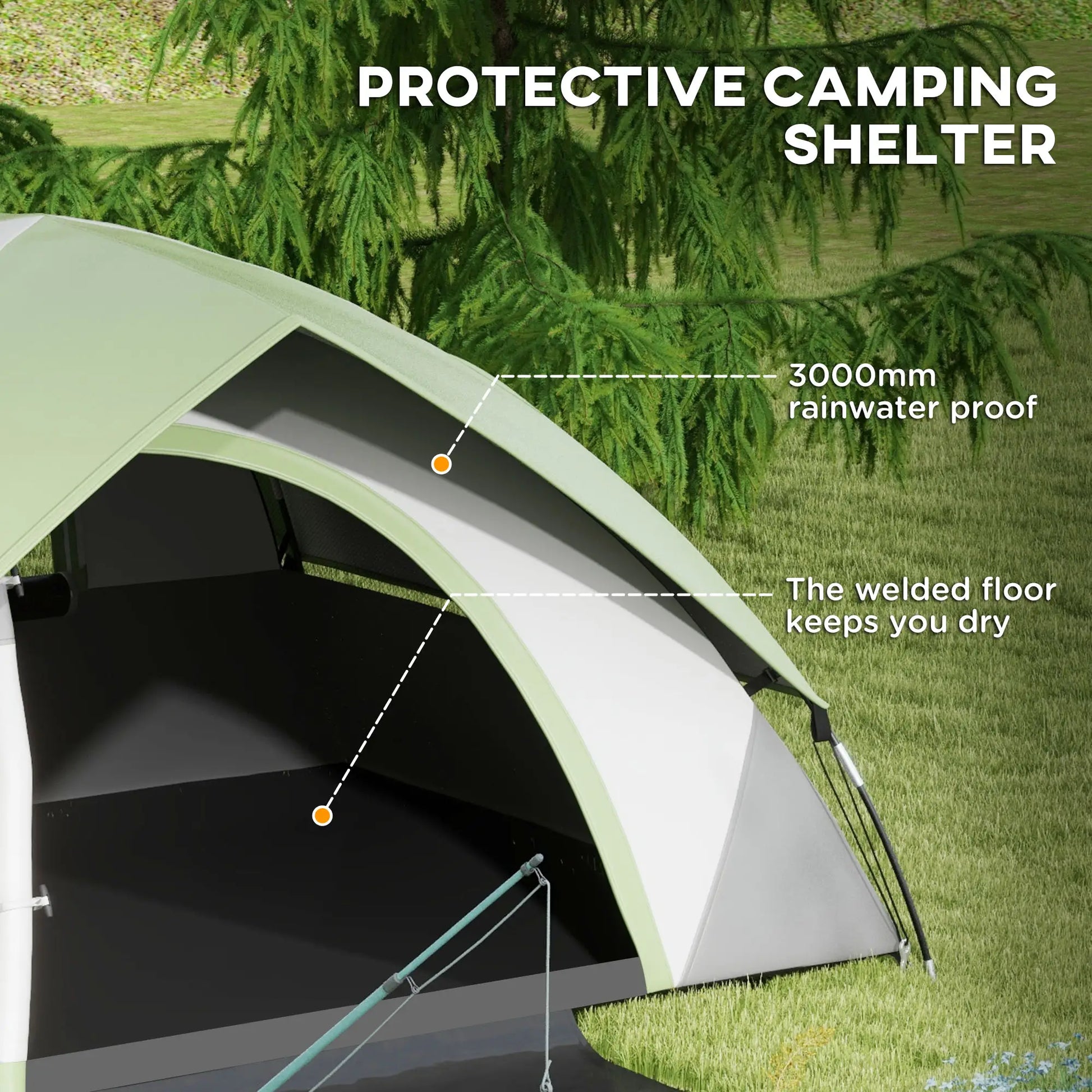 3000mm Waterproof 2 Man Camping Tent, Sewn-in Groundsheet, Carry Bag, Grey Green Camping Tents at Gallery Canada