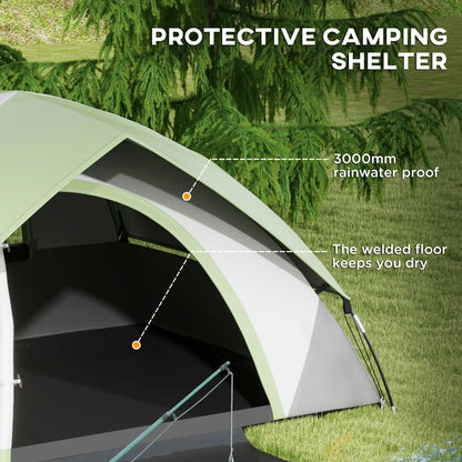 3000mm Waterproof 2 Man Camping Tent, Sewn-in Groundsheet, Carry Bag, Grey Green Camping Tents at Gallery Canada
