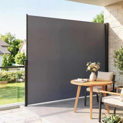 118" x 79" Outdoor Folding Privacy Screen, Retractable Side Awning, UV Wind Resistant, Light Grey Side Awnings at Gallery Canada