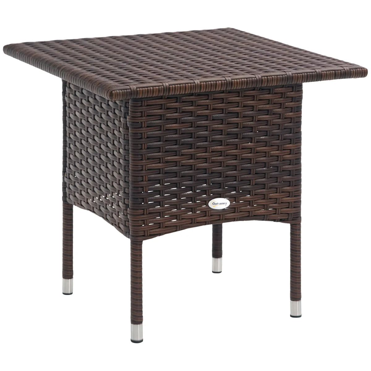 Wicker Patio Coffee Table With Plastic Board, 20", Mixed Brown Patio Side Tables Black, Mixed Brown at Gallery Canada