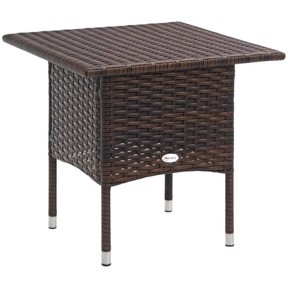Wicker Patio Coffee Table With Plastic Board, 20", Mixed Brown Patio Side Tables Black, Mixed Brown at Gallery Canada