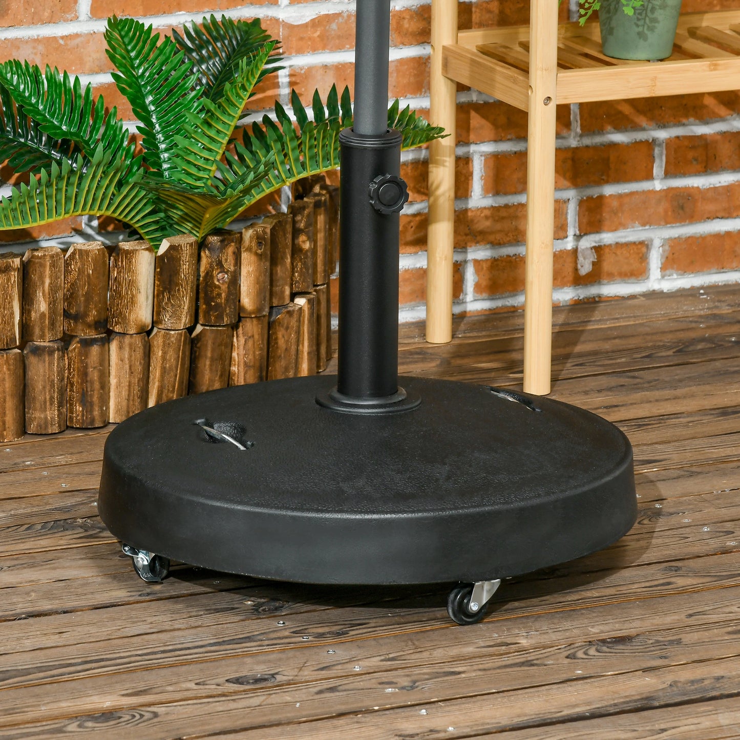 Heavy Duty Patio Umbrella Stand with Wheels, 51lb, Black Umbrella Bases at Gallery Canada