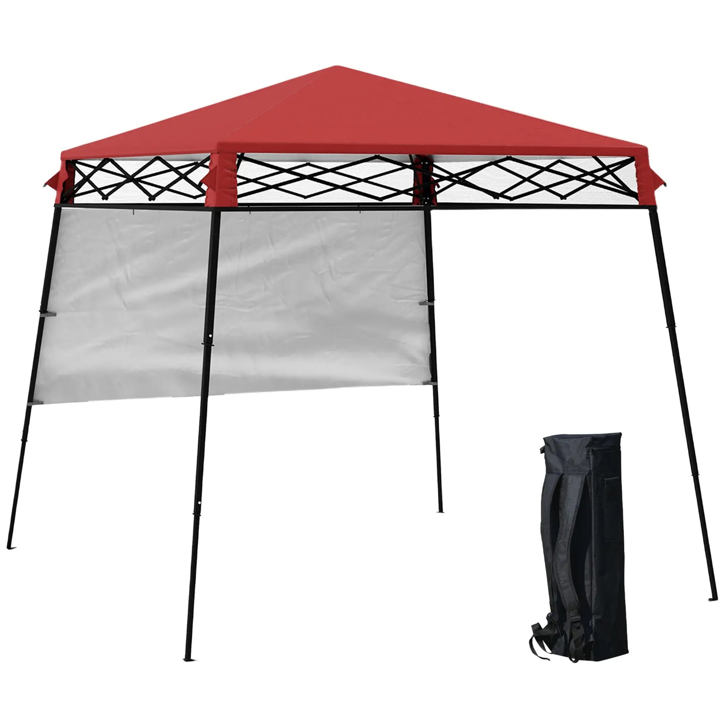 7' x 7' Foldable Gazebo Tent, Adjustable Legs, Black, Red Pop Up Canopies Red, Black at Gallery Canada