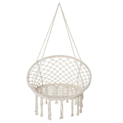 Hanging Rope Hammock Swing, Indoor Outdoor, Cotton-Polyester, Cream White Hammock Swings at Gallery Canada