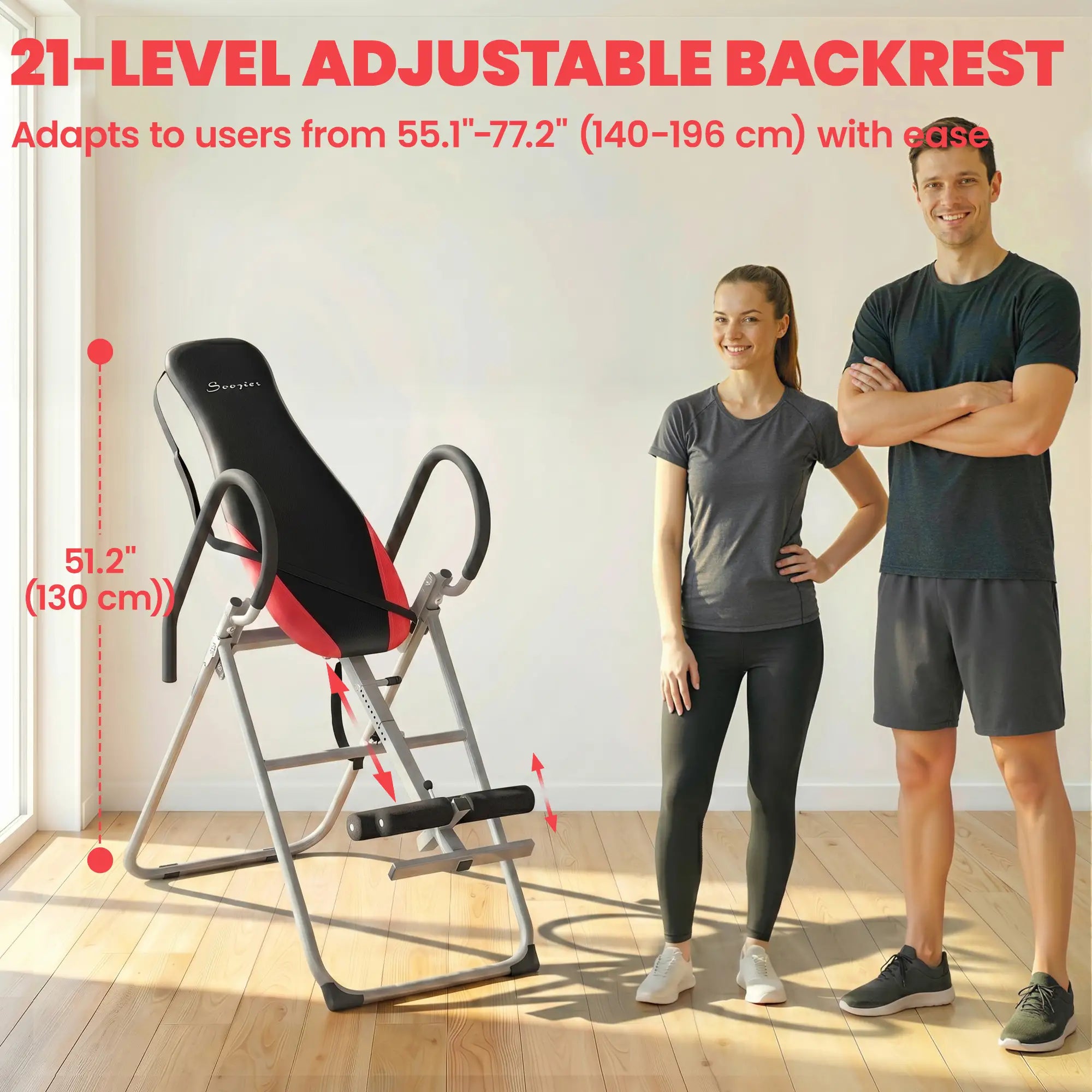 Inversion Table, Heavy Duty Folding Inversion Table with Adjustable Ankle Lock and Safety Belt for Pain Relief Therapy Strength Training Equipment at Gallery Canada