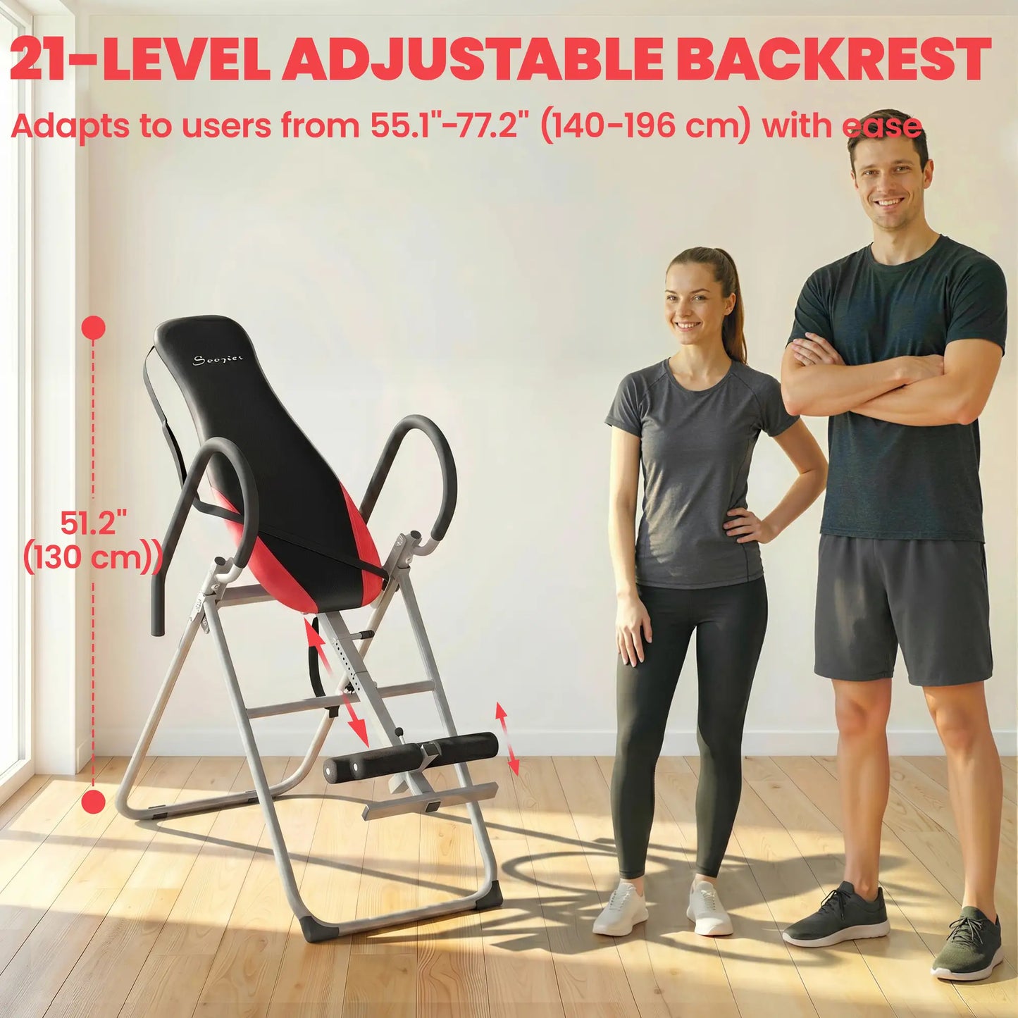 Inversion Table, Heavy Duty Folding Inversion Table with Adjustable Ankle Lock and Safety Belt for Pain Relief Therapy Strength Training Equipment at Gallery Canada