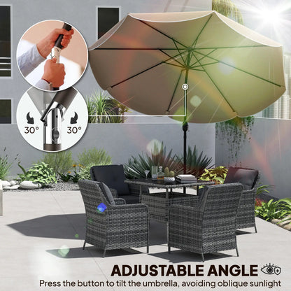 9' x 9' Round Market Umbrella, Tilt Crank Patio, Khaki Sun Umbrellas at Gallery Canada
