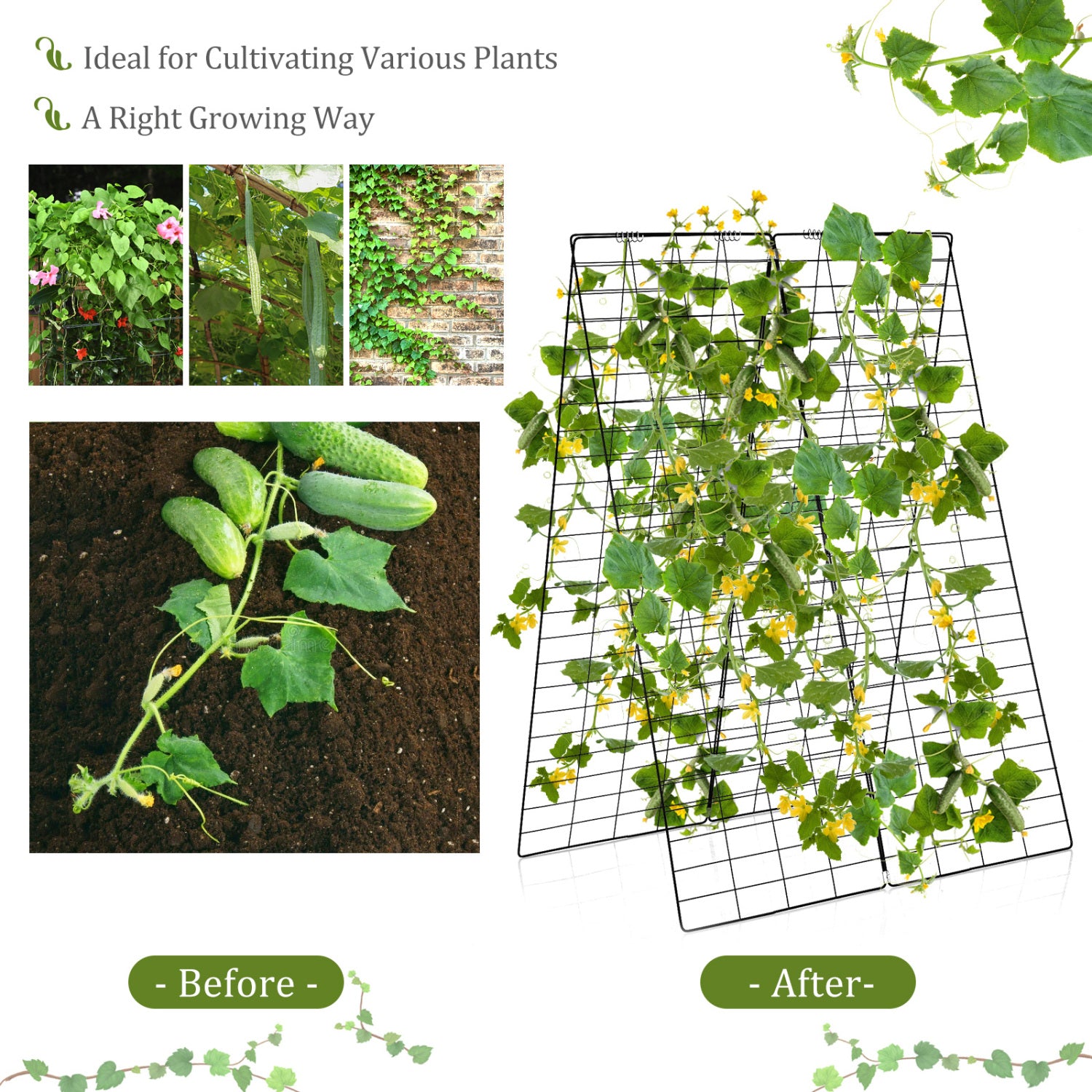 A-Frame Garden Trellis for Climbing Plants with Stakes, Green Plant Supports at Gallery Canada