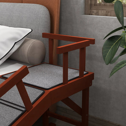 Wooden Dog Ramp, 60" Long, Non-Slip Rug, Removable Guardrails, Brown Dog Stairs at Gallery Canada