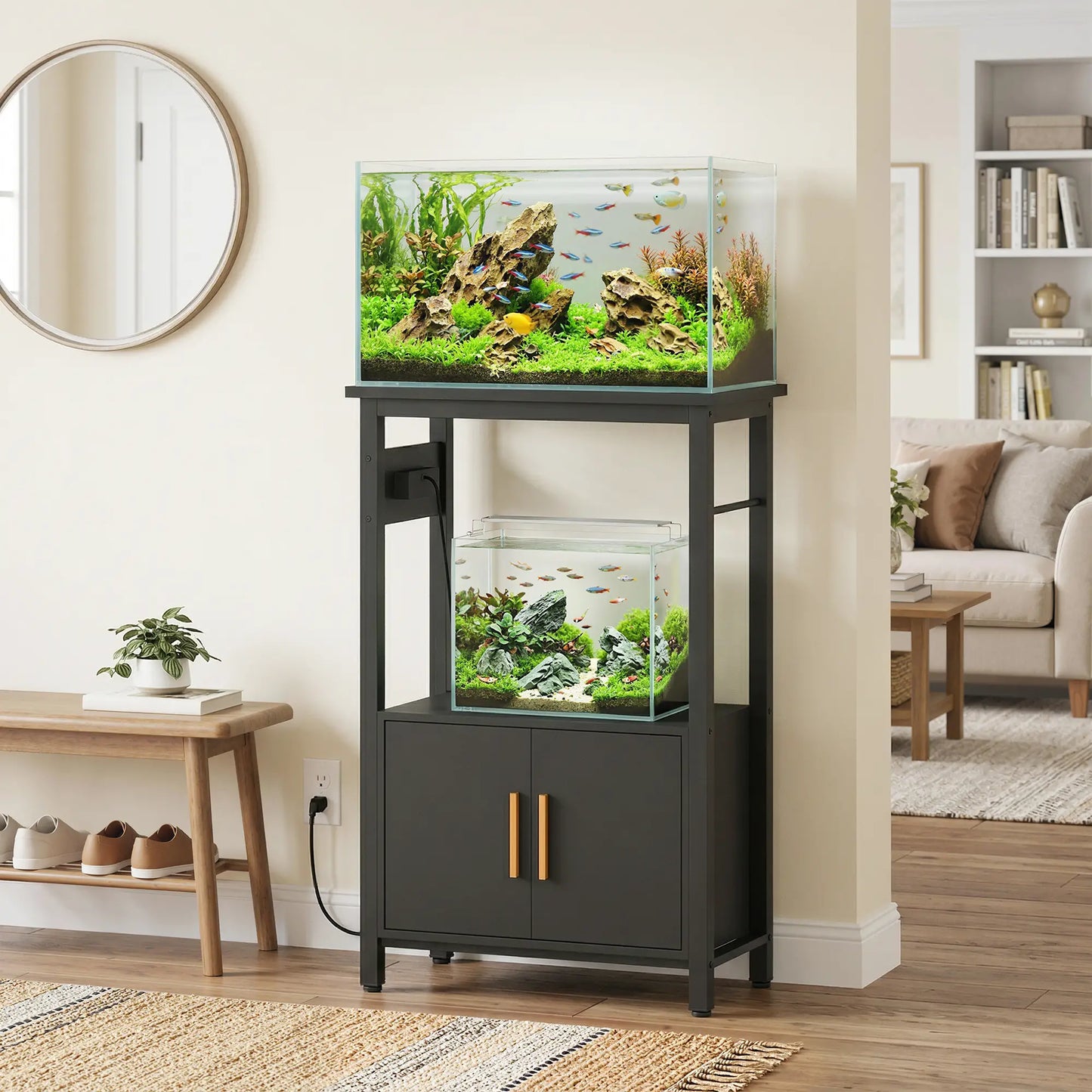 5-10 Gallon Fish Tank Stand Aquarium Stand with Power Outlets, Cabinet, Shelf, 550 lbs Capacity, 20.5" x 11" x 31.5" Small Animals at Gallery Canada