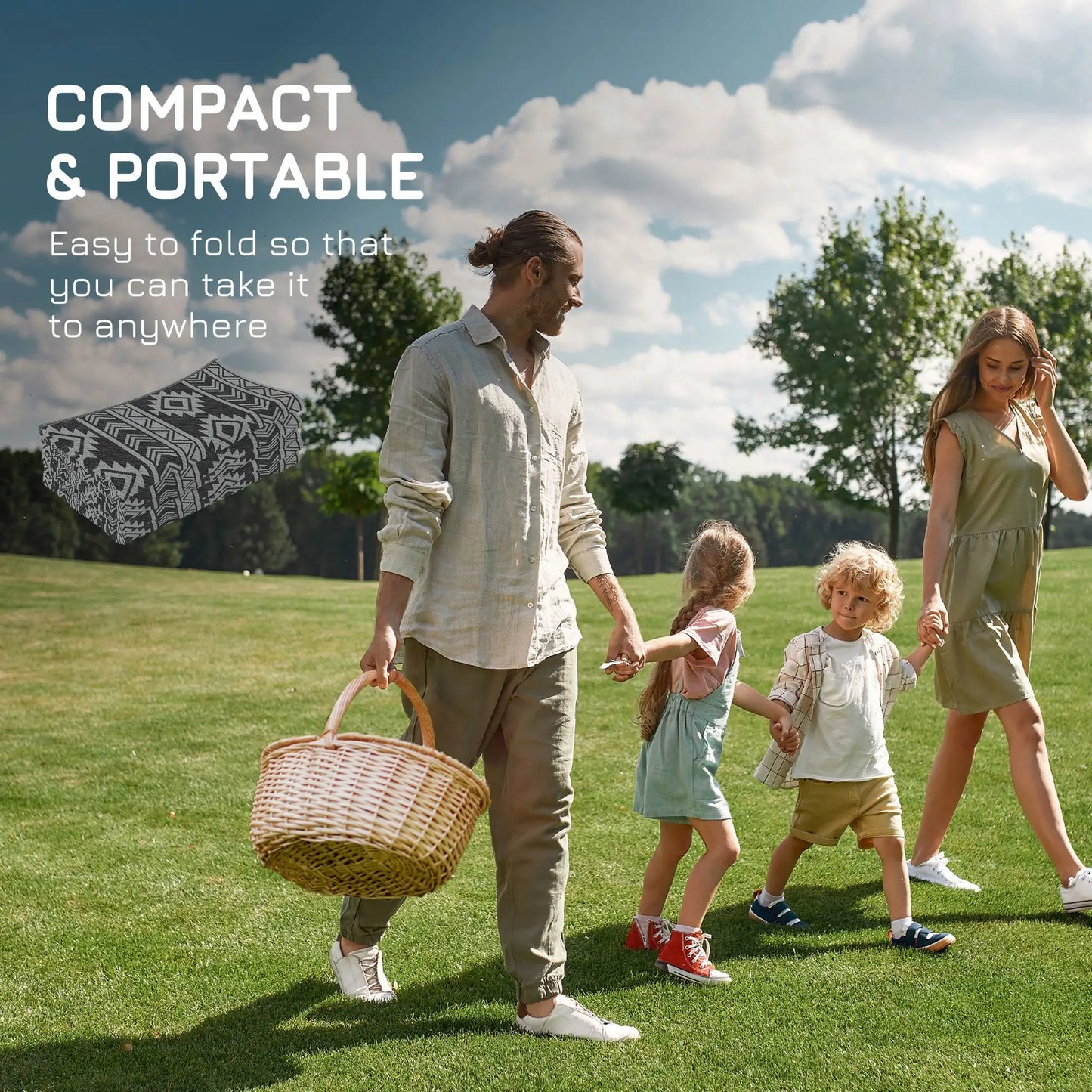 Reversible Outdoor RV Rug, Patio Mat, 6' x 9', Black & Grey Garden Decor at Gallery Canada