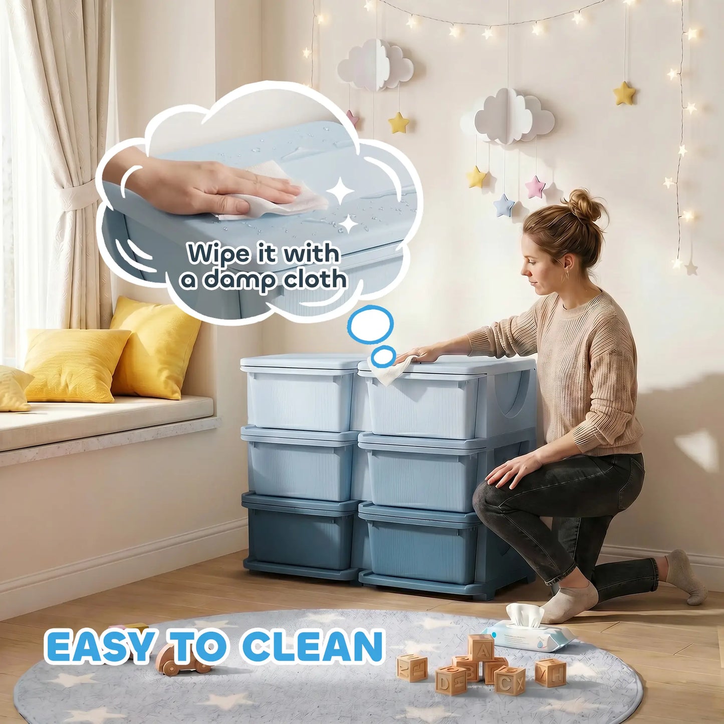 3 Tier Kids Toy Organizer, 6 Plastic Drawers, Blue Baby & Kids Storage at Gallery Canada