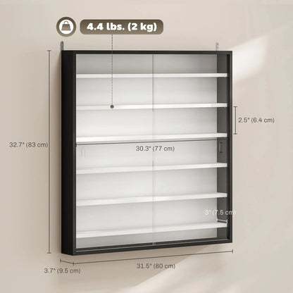 7-Tier Glass Display Cabinet, Black And White Display Bookshelves at Gallery Canada