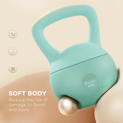 13 lb Soft Kettlebell, Sand Filled Weight w/ Grip Handle, Kettlebell Weight for Full Body Workout, Green