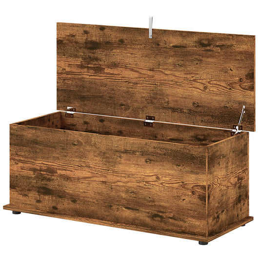 39.5" Storage Chest, Flip-Top Lid, Entryway Bench, Rustic Brown, Brown Storage Ottomans & Benches Rustic Brown at Gallery Canada