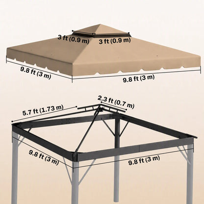 10' x 10' Replacement Canopy, Gazebo Top Cover, Double Vented Roof, Khaki Gazebos at Gallery Canada