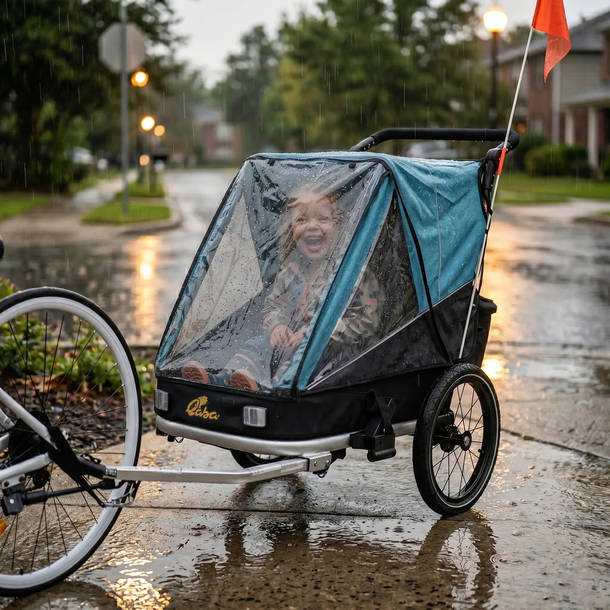 3-in-1 Bike Trailer for Kids, Baby Stroller and Jogger, Foldable Child Bicycle Trailer with Reclining Seat, Blue Kids Bike Trailers at Gallery Canada