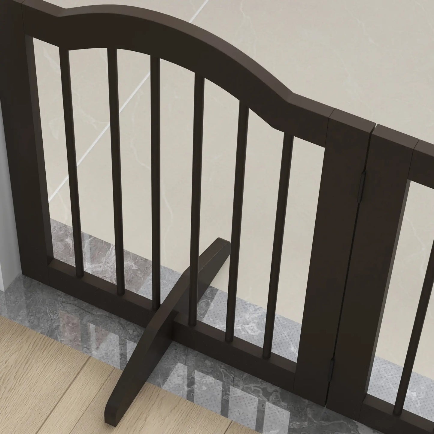 24 Inch Freestanding Pet Gate, 2 Support Feet, Coffee Pet Gates at Gallery Canada