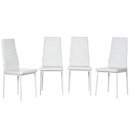 Modern Dining Chairs, Set of 4, High Back PU Leather, White Bar Stools at Gallery Canada