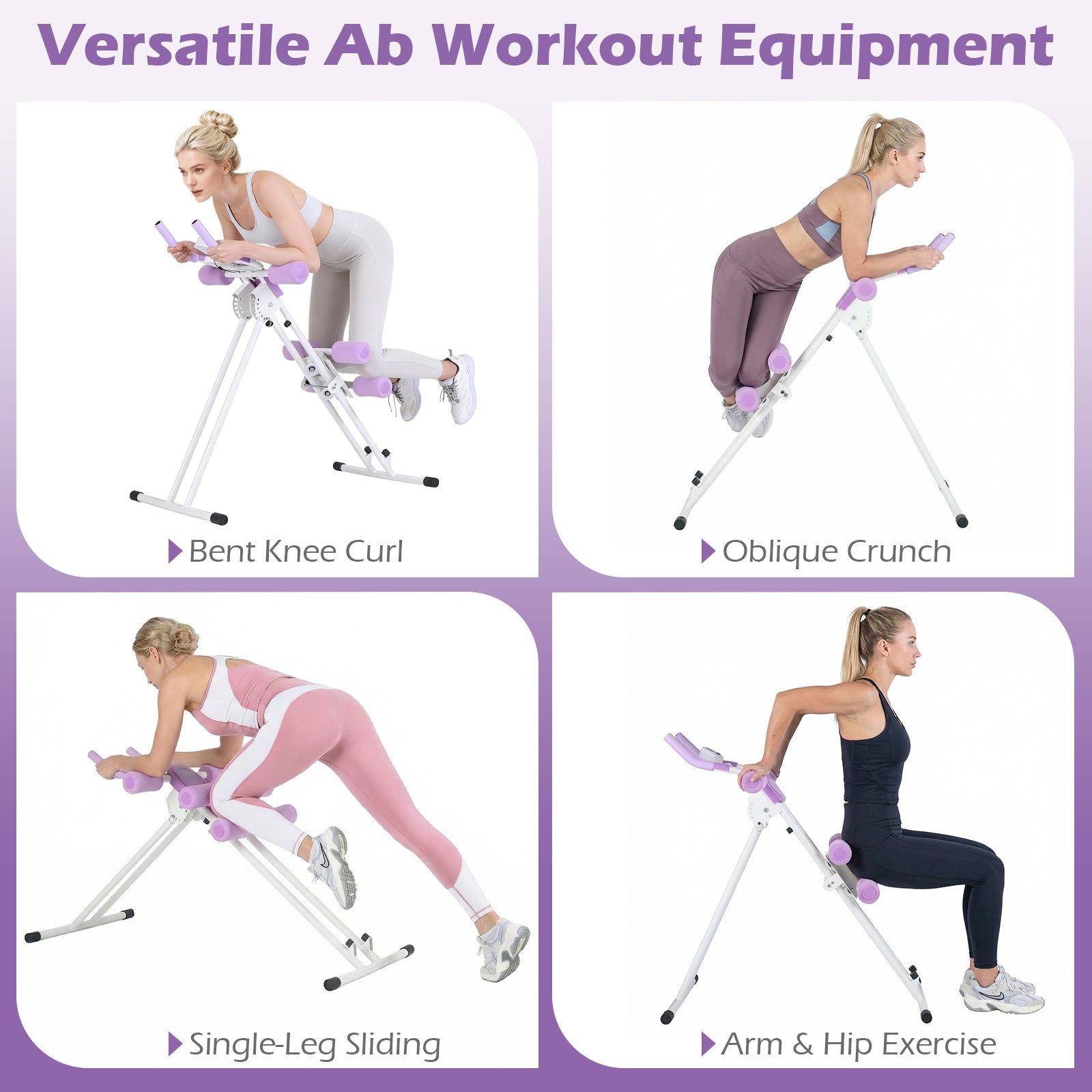 Ab Workout Equipment Foldable Abdominal Trainer Adjustable Ab Machine, White Benches Racks & Bars at Gallery Canada