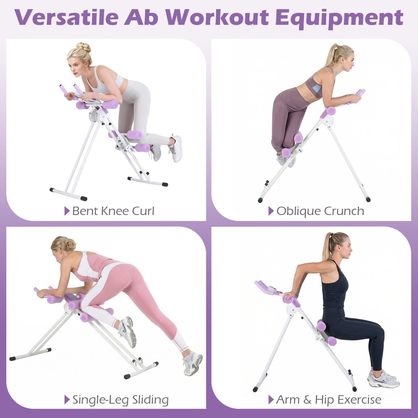 Ab Workout Equipment Foldable Abdominal Trainer Adjustable Ab Machine, White Benches Racks & Bars at Gallery Canada