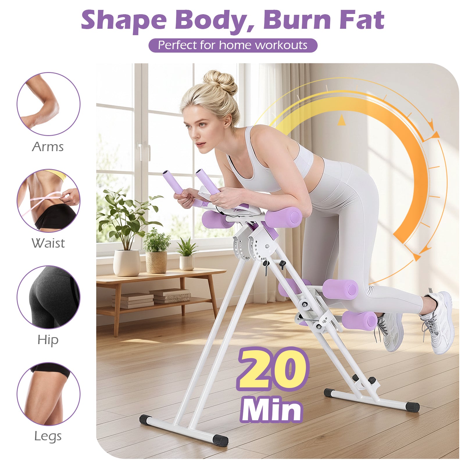Ab Workout Equipment Foldable Abdominal Trainer Adjustable Ab Machine, White Benches Racks & Bars at Gallery Canada