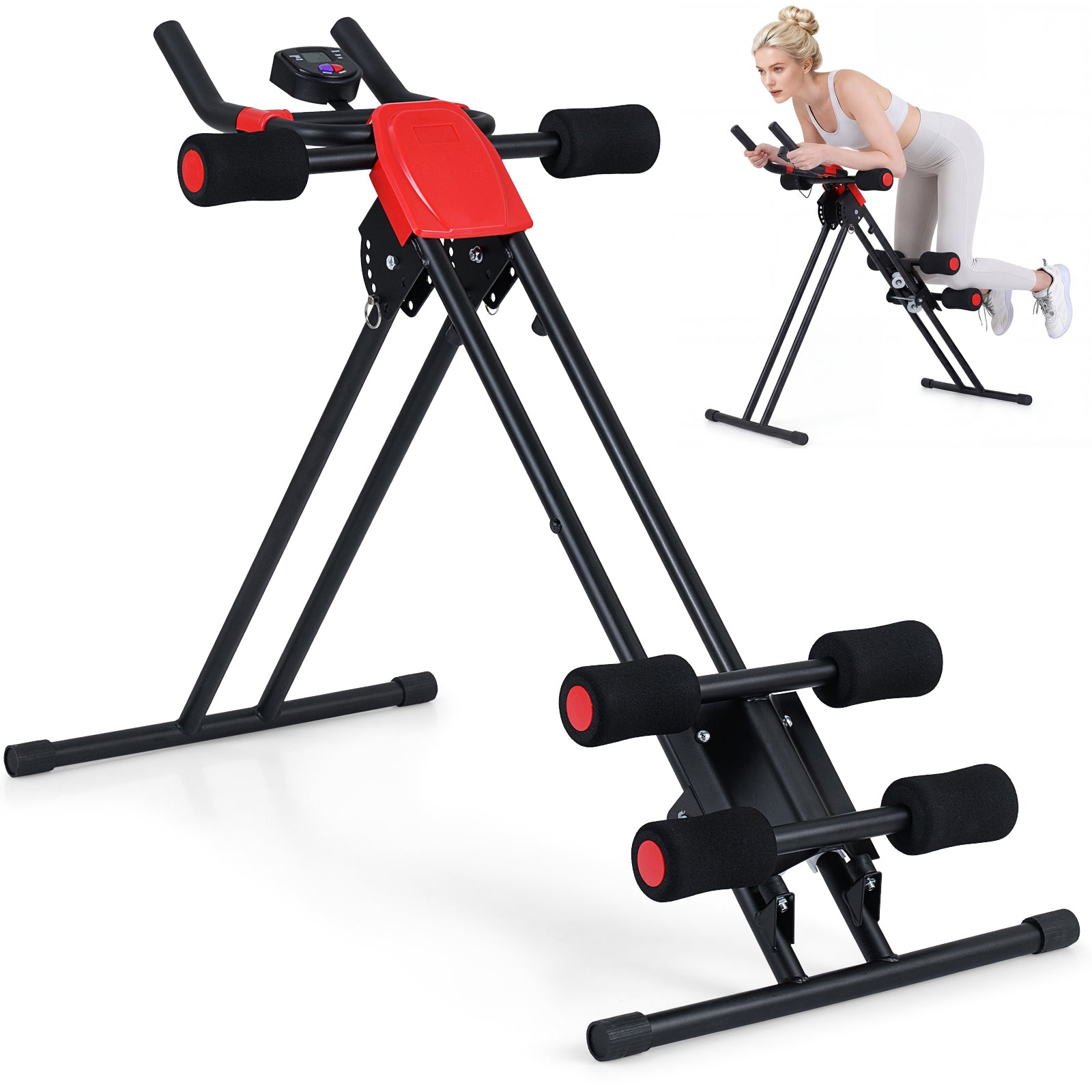 Foldable Abdominal Trainer, Adjustable Ab Machine, Black Benches Racks & Bars at Gallery Canada