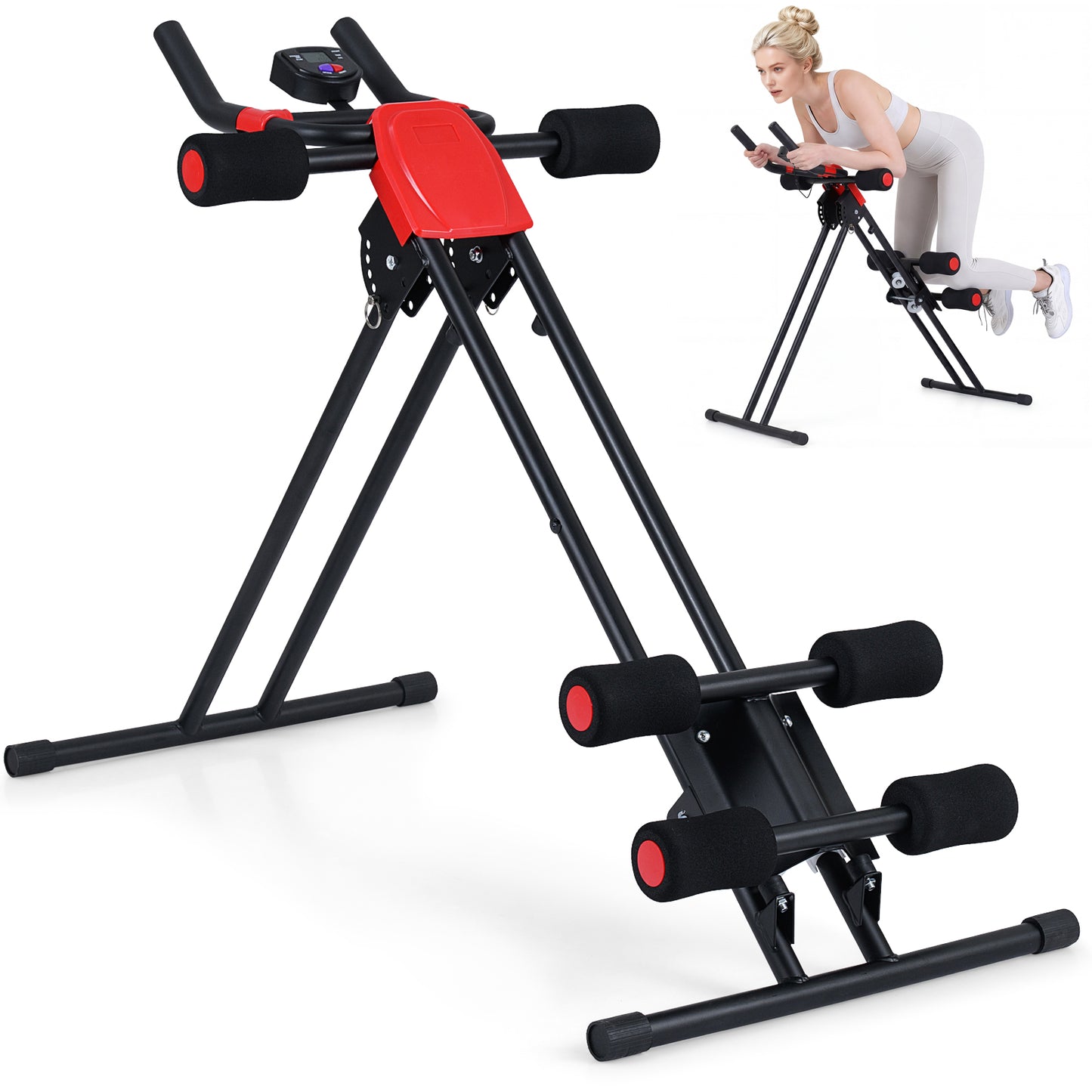 Foldable Abdominal Trainer, Adjustable Ab Machine, Black Benches Racks & Bars at Gallery Canada