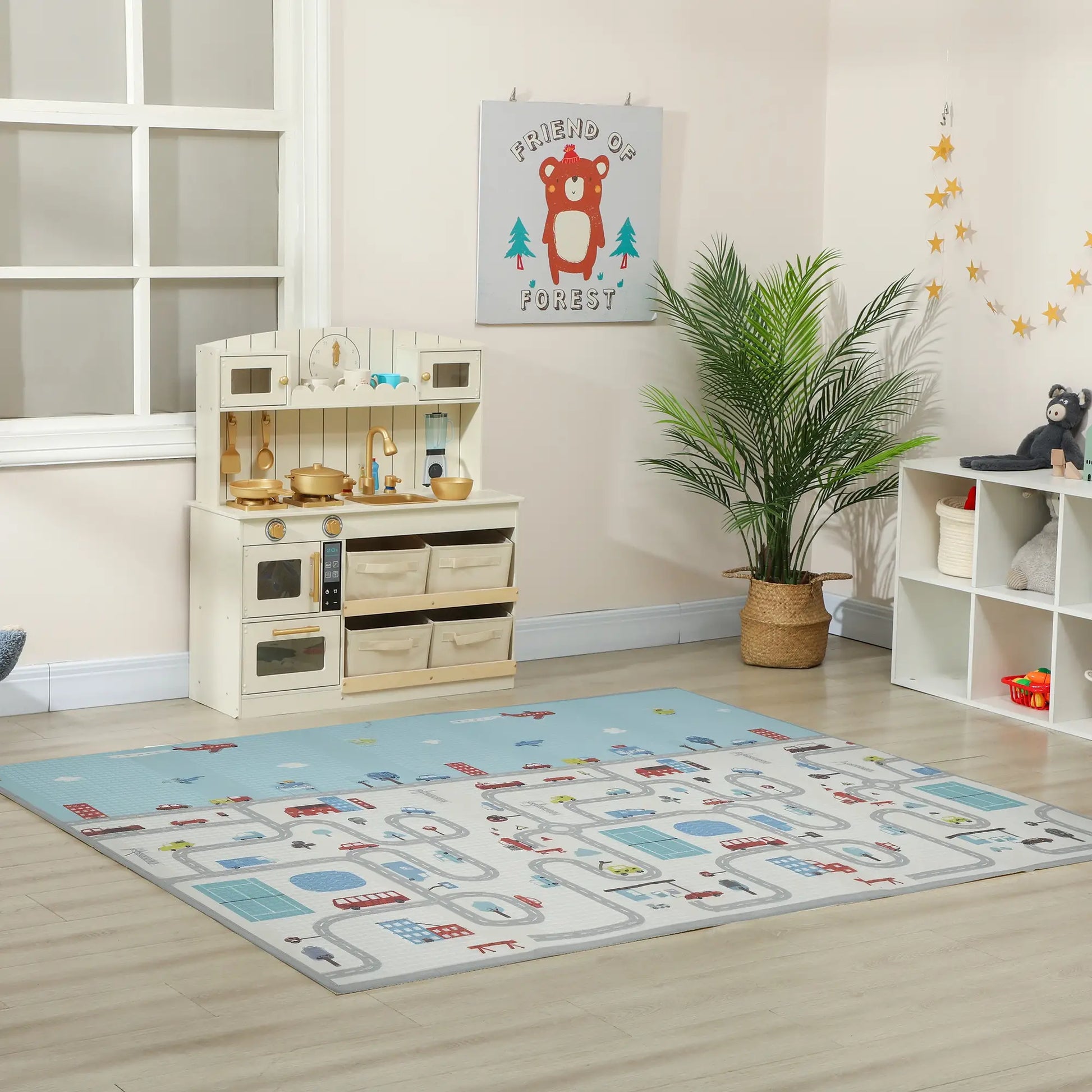 Foldable Baby Plat Mat, 77" x 58" Kids Floor Mat for Crawling and Learning, Track &; Elephant Theme Kids Gym & Playmats at Gallery Canada