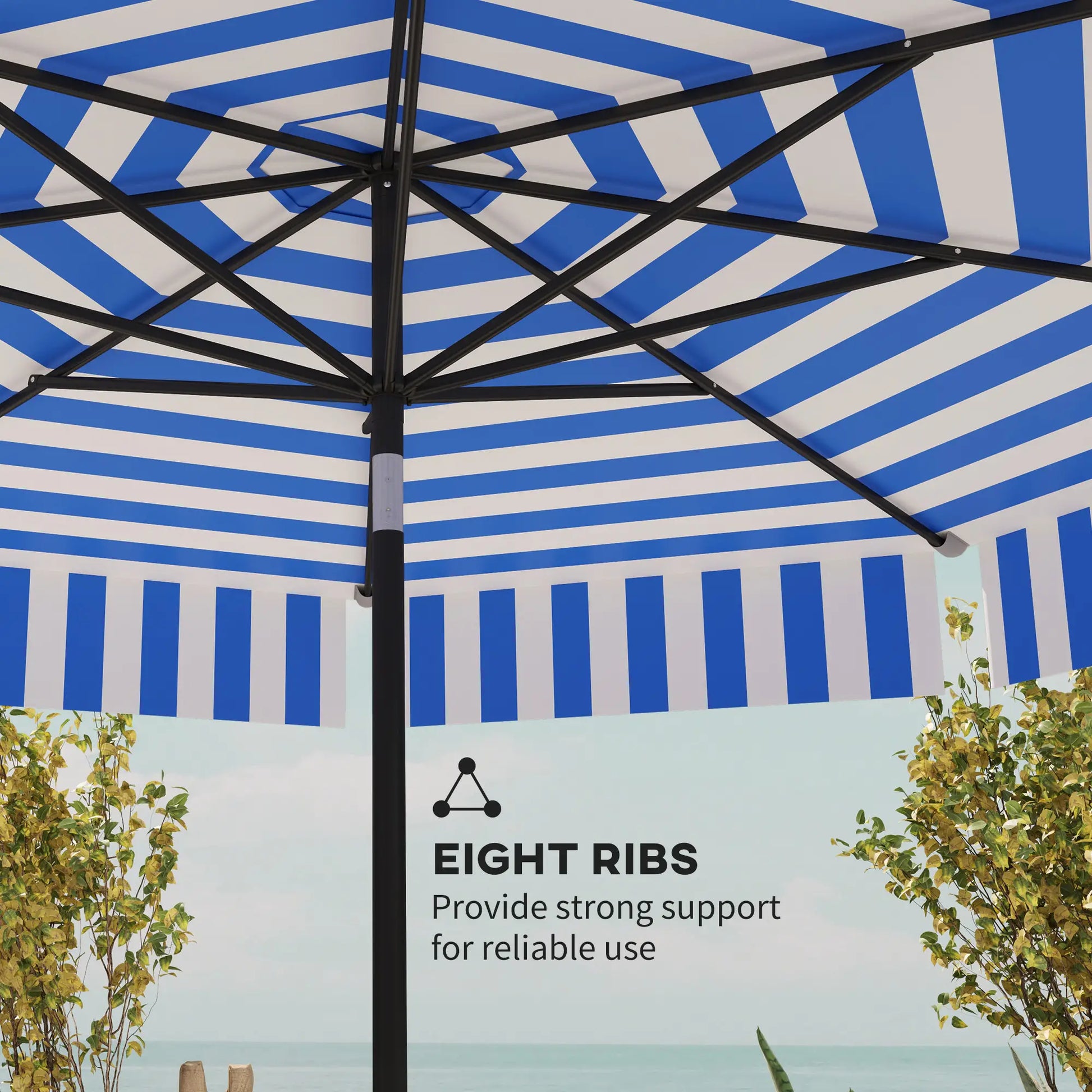 8.7FT Tilting Patio Umbrella, 8 Ribs, Crank Handle, Navy Blue Sun Umbrellas at Gallery Canada