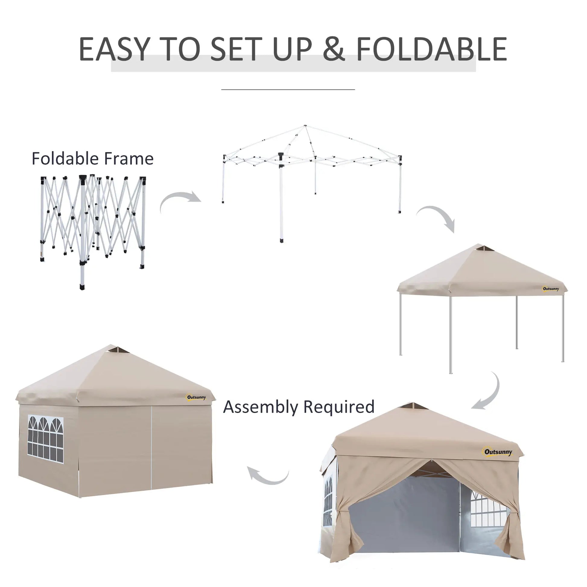 10' x 10' Pop Up Canopy Tent, Instant Sun Shelter, Wheeled Carry Bag, Beige Pop Up Canopies at Gallery Canada