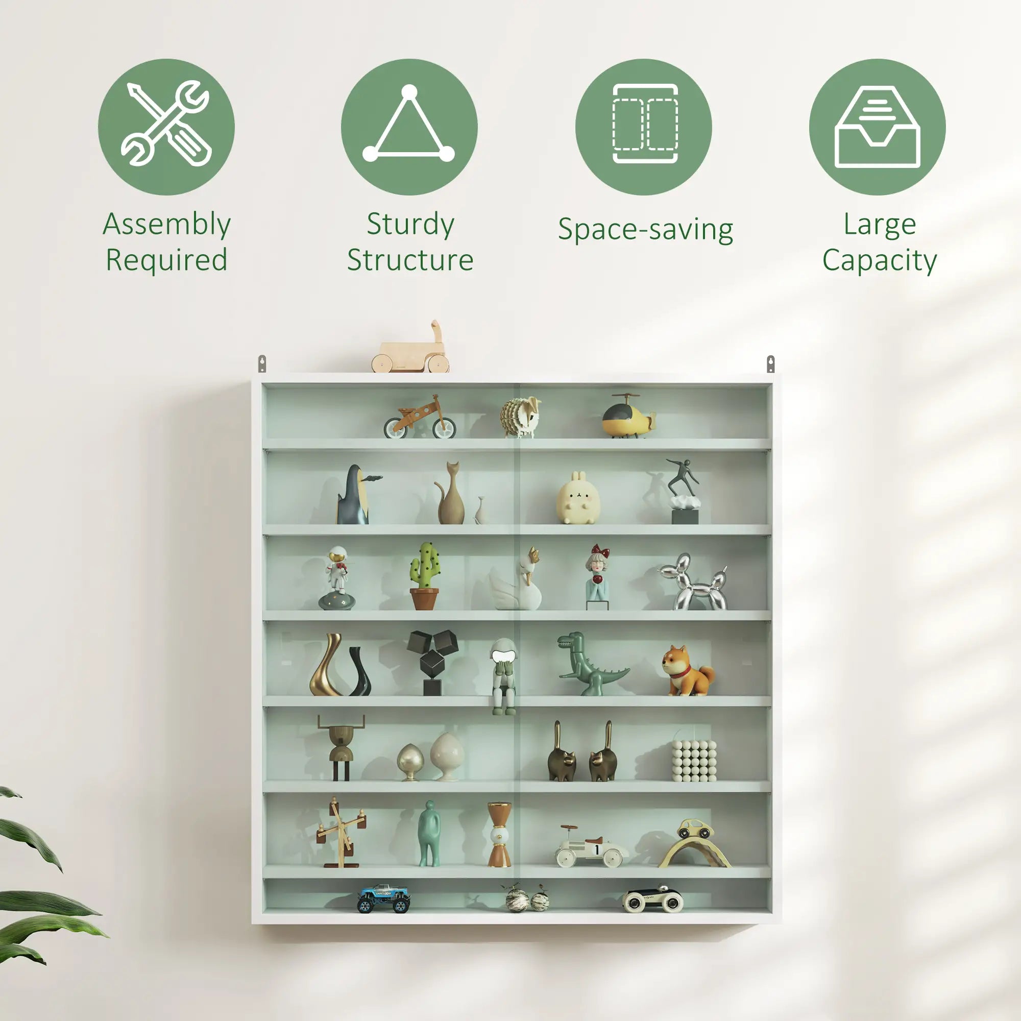 7-Tier Glass Curio Cabinet, 2 Glass Doors, 6 Adjustable Shelves, White Display Bookshelves at Gallery Canada