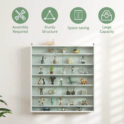 7-Tier Glass Curio Cabinet, 2 Glass Doors, 6 Adjustable Shelves, White Display Bookshelves at Gallery Canada