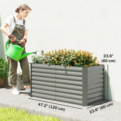 Galvanized Metal Planters, 4' x 2' x 2' Raised Garden Bed, Light Grey Galvanized Planter Boxes at Gallery Canada