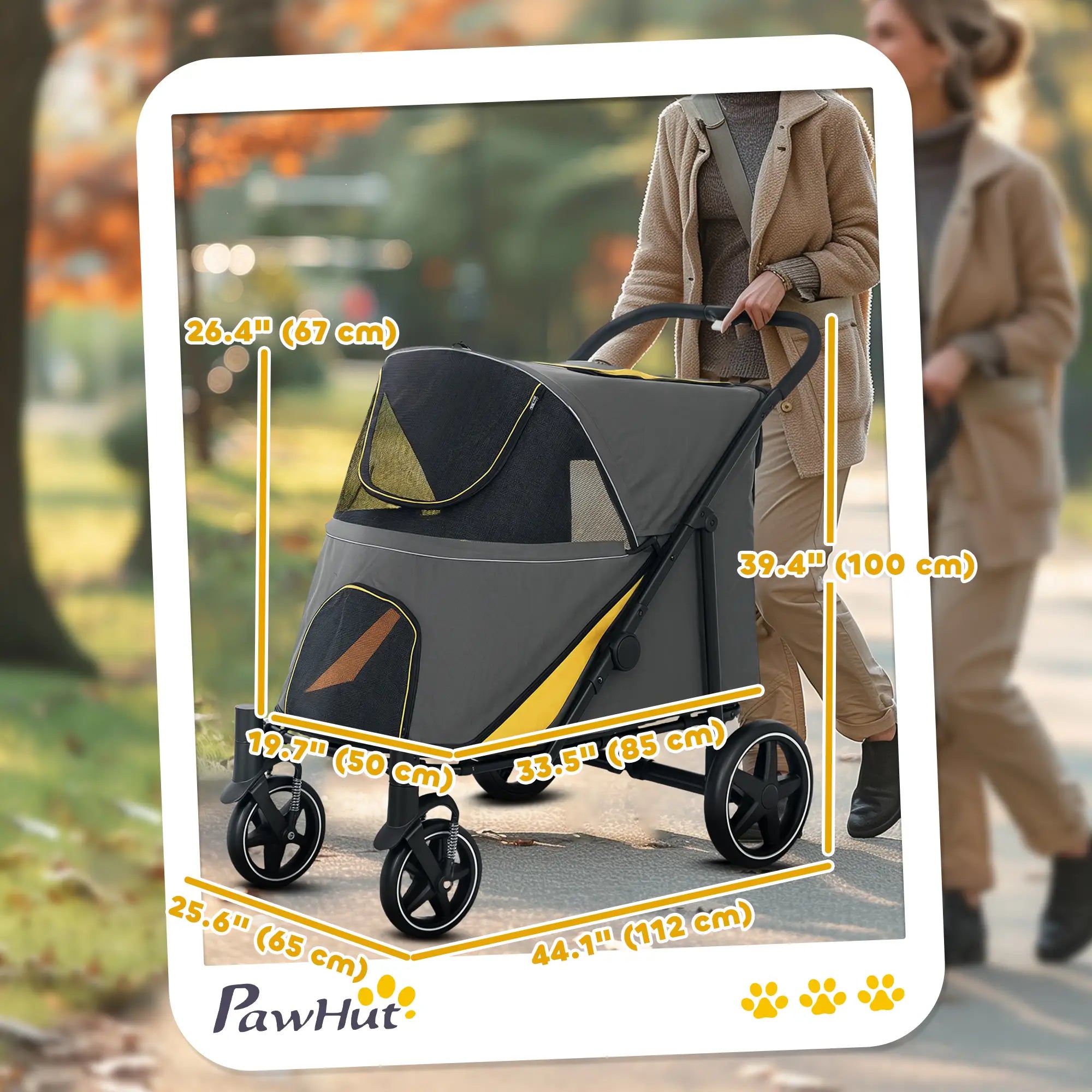 Foldable Pet Stroller, Universal Wheels, Shock Absorber, Large & Medium Dogs, Dark Grey Dog Bike Trailers & Strollers at Gallery Canada