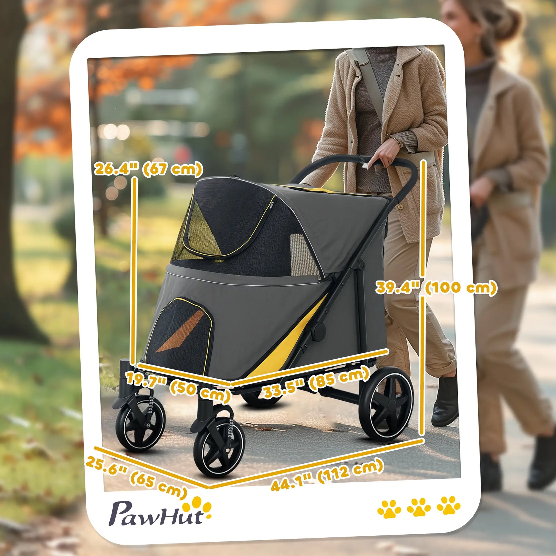 Foldable Pet Stroller, Universal Wheels, Shock Absorber, Large & Medium Dogs, Dark Grey Dog Bike Trailers & Strollers at Gallery Canada