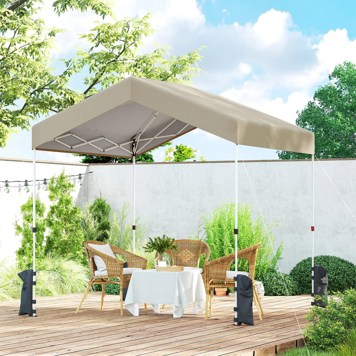 8 x 8 ft Pop Up Canopy Tent, UPF 50+ A-Frame Outdoor Instant Canopy, Beige Pop Up Canopies at Gallery Canada