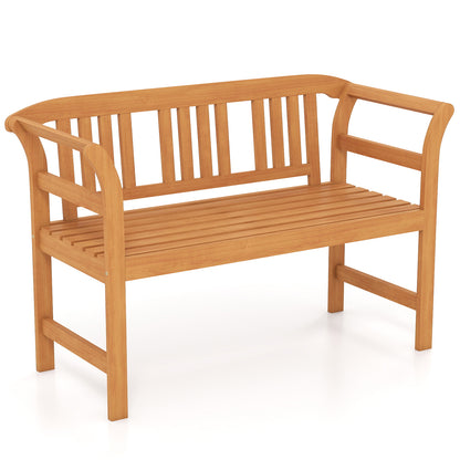 Acacia Wood 2-Person Patio Loveseat with Backrest and Armrests Outdoor Benches Options at Gallery Canada