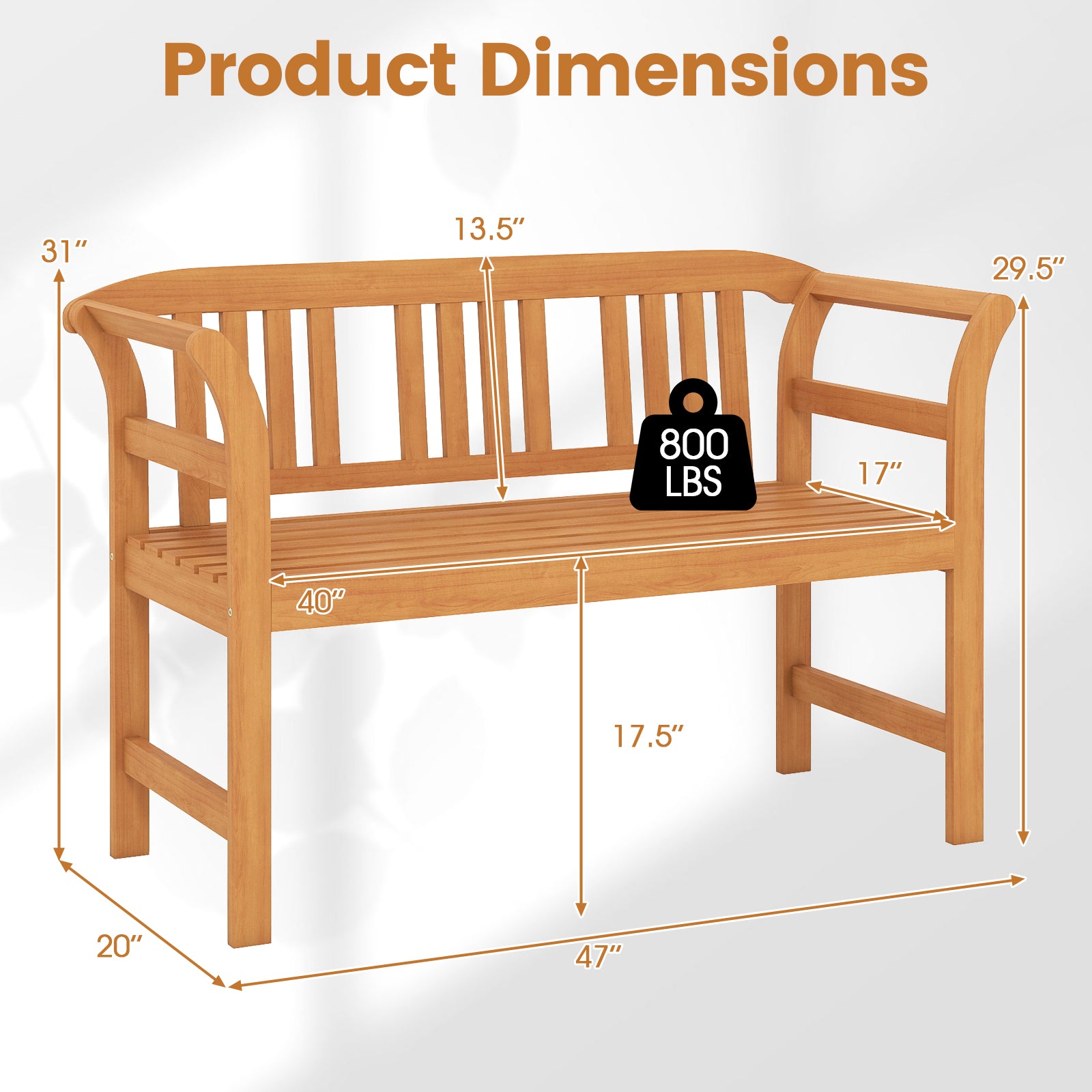 Acacia Wood 2-Person Patio Loveseat with Backrest and Armrests Outdoor Benches at Gallery Canada