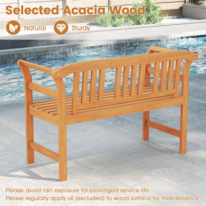 Acacia Wood 2-Person Patio Loveseat with Backrest and Armrests Outdoor Benches at Gallery Canada