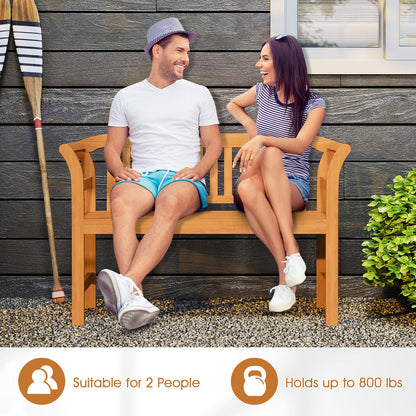 Acacia Wood 2-Person Patio Loveseat with Backrest and Armrests Outdoor Benches at Gallery Canada